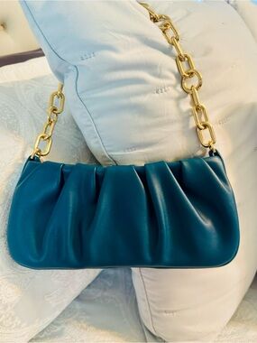 a new day Teal Shoulder Bag with Gold Chain